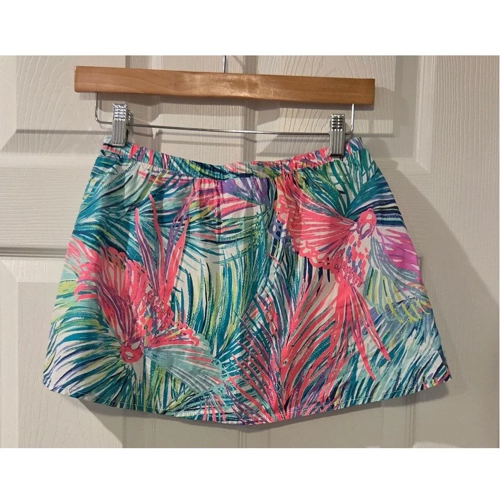 Lilly Pulitzer Sam Skort Girls 12 XL Tropical Bird Print Cotton Skirt Shorts